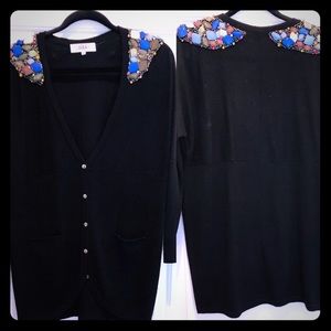 Tibi one-of-a-kind jeweled cardigan